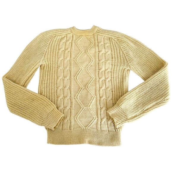 VTG‎ Fisherman Sweater Men M Cream 100% Wool Chunky Cable Knit British Oarsman